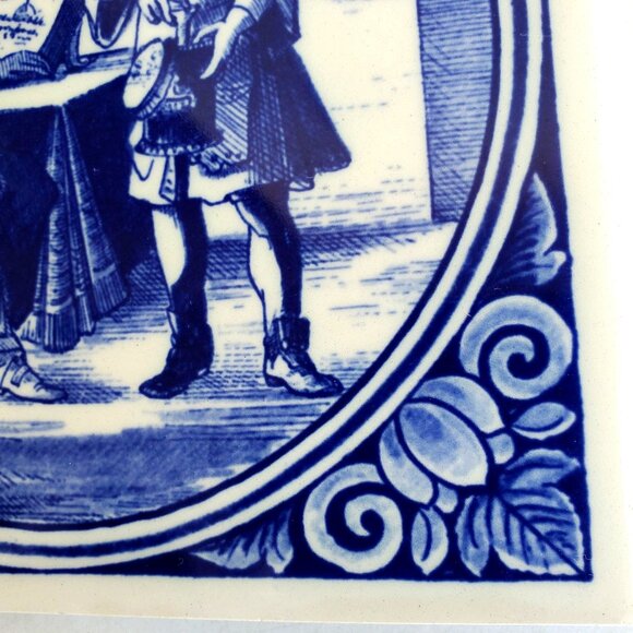 Vintage W German Tile Decorative Ceramic Delft "De Dokter" 6x6 Blue & White - Picture 8 of 10